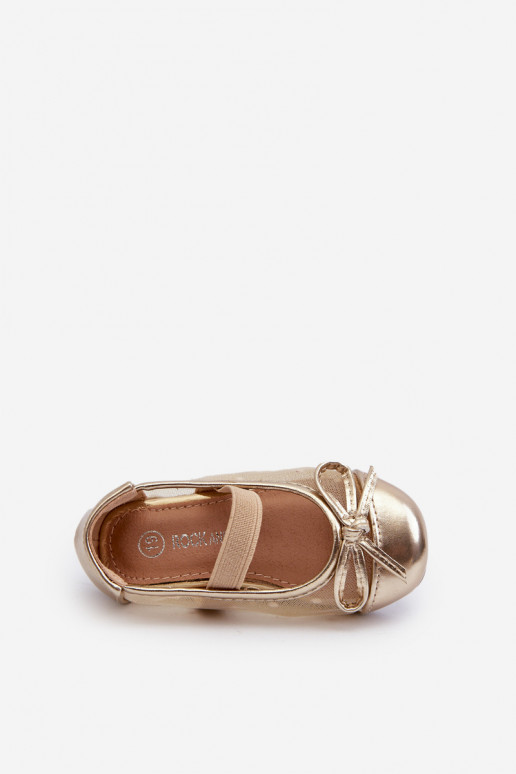 Ballerine per bambini con nastri in colore dorato Jellema