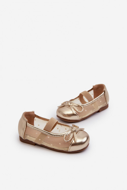 Ballerine per bambini con nastri in colore dorato Jellema