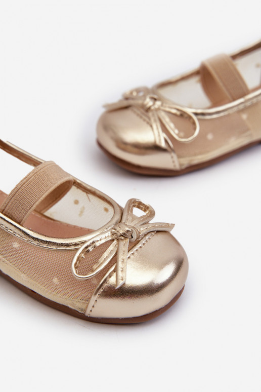 Ballerine per bambini con nastri in colore dorato Jellema