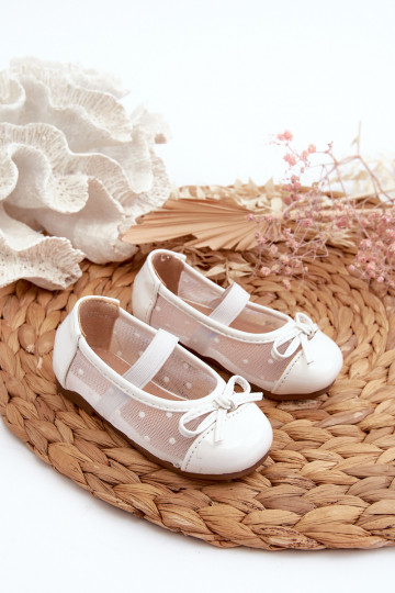 ballerine per bambini con nastri in colore bianco Jellema