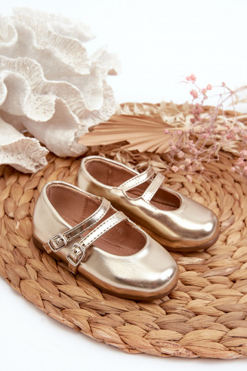 ballerine per bambini con cinturini, Margenis dorate
