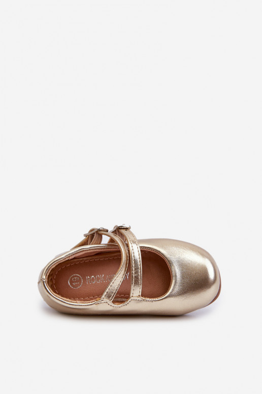 ballerine per bambini con cinturini, Margenis dorate