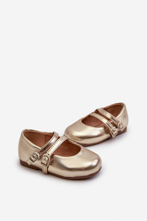 ballerine per bambini con cinturini, Margenis dorate