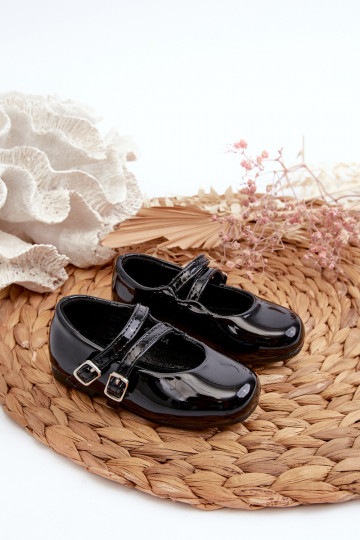 con ballerine effetto vernice Bambini con cinturini neri Margenis