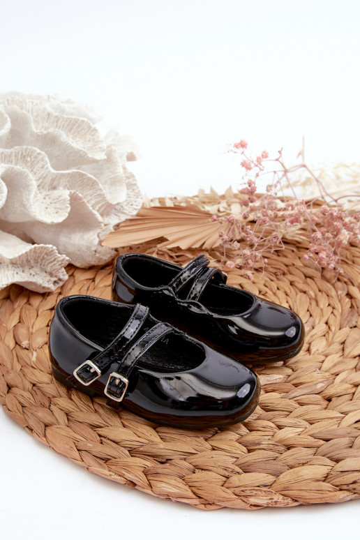 con ballerine effetto vernice Bambini con cinturini neri Margenis