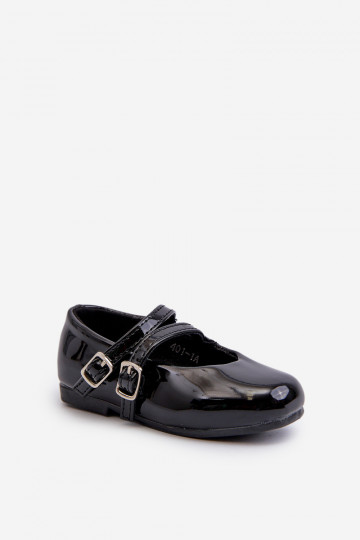 con ballerine effetto vernice Bambini con cinturini neri Margenis 2