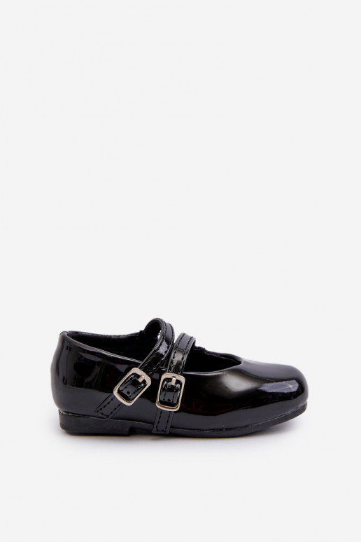 con ballerine effetto vernice Bambini con cinturini neri Margenis