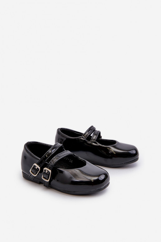 con ballerine effetto vernice Bambini con cinturini neri Margenis