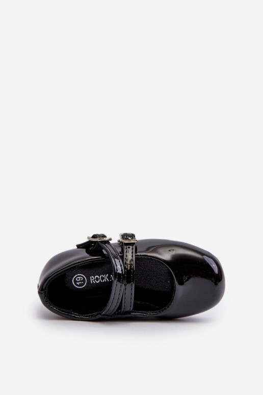 con ballerine effetto vernice Bambini con cinturini neri Margenis con ballerine effetto vernice Bambini con cinturini neri Margenis