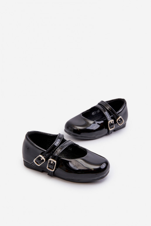 con ballerine effetto vernice Bambini con cinturini neri Margenis