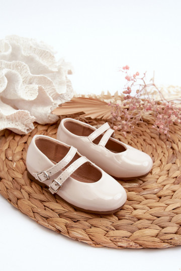 con ballerine effetto lacca Bimbo con cinturini beige Margenis
