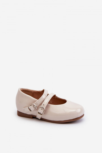 con ballerine effetto lacca Bimbo con cinturini beige Margenis 2