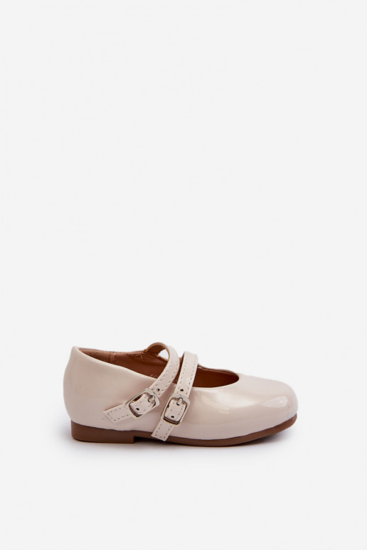con ballerine effetto lacca Bimbo con cinturini beige Margenis
