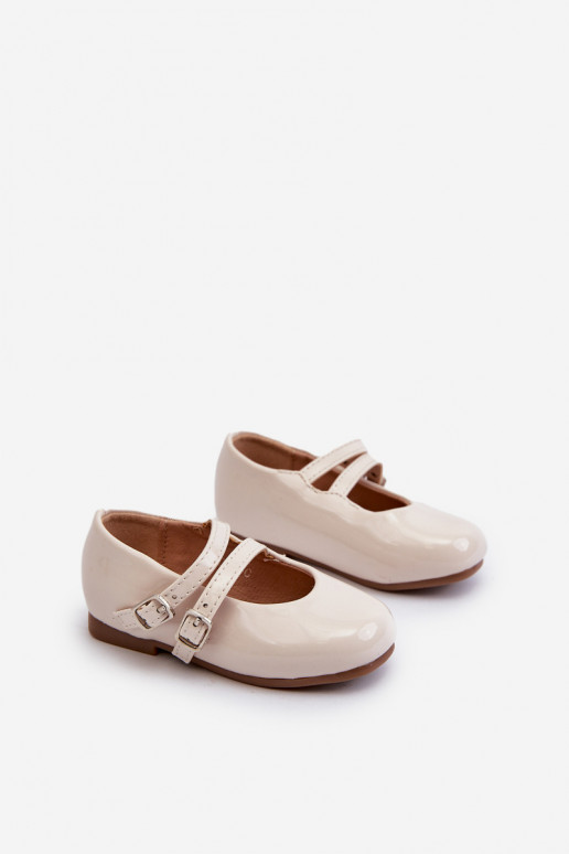 con ballerine effetto lacca Bimbo con cinturini beige Margenis