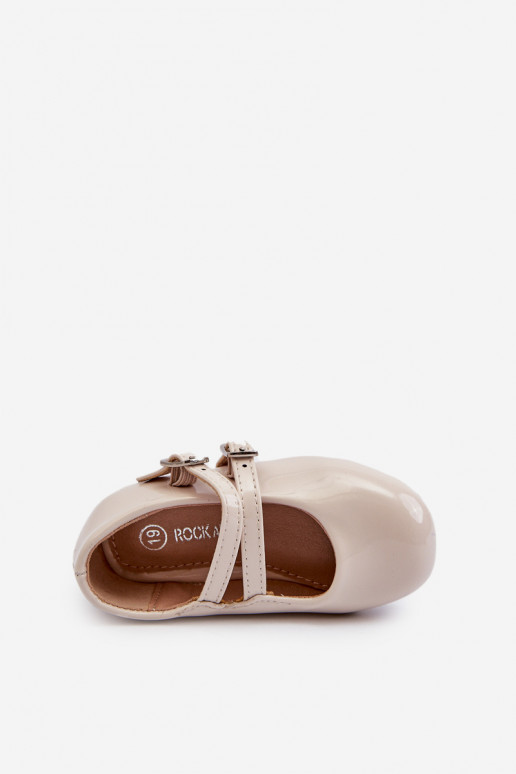 con ballerine effetto lacca Bimbo con cinturini beige Margenis