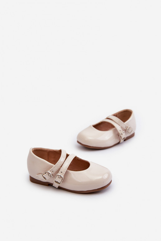 con ballerine effetto lacca Bimbo con cinturini beige Margenis