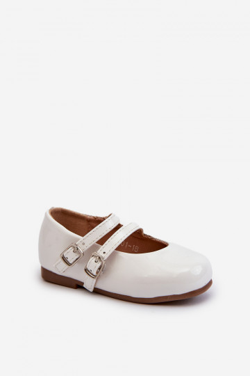 con ballerine effetto vernice Bambini con cinturini colore bianco Margenis 2