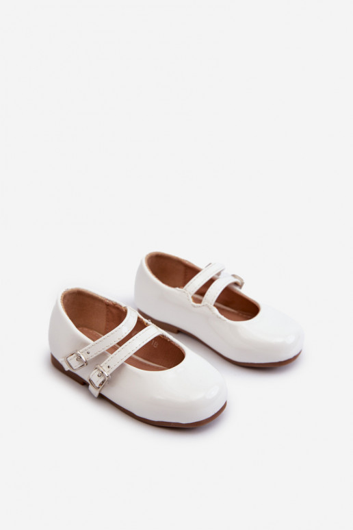 con ballerine effetto vernice Bambini con cinturini colore bianco Margenis