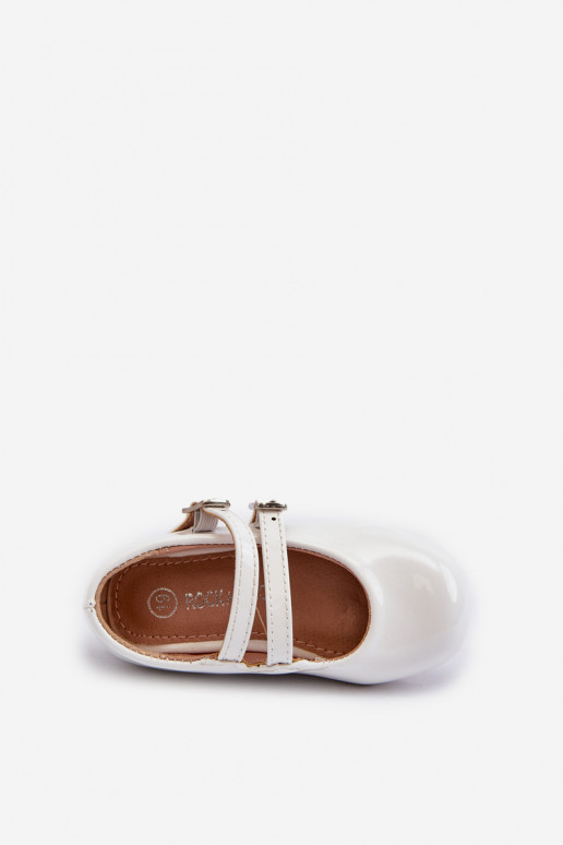 con ballerine effetto vernice Bambini con cinturini colore bianco Margenis