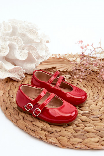 con ballerine effetto vernice Bambini con cinturini colore rosso Margenis