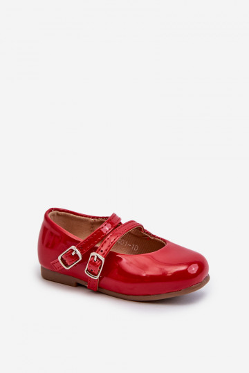 con ballerine effetto vernice Bambini con cinturini colore rosso Margenis 2