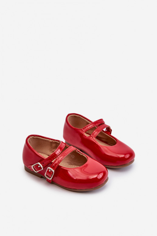 con ballerine effetto vernice Bambini con cinturini colore rosso Margenis
