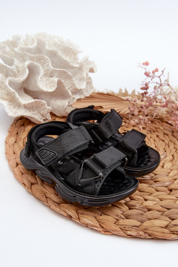 Sandali da bambino con chiusure adesive colore nero Orretta