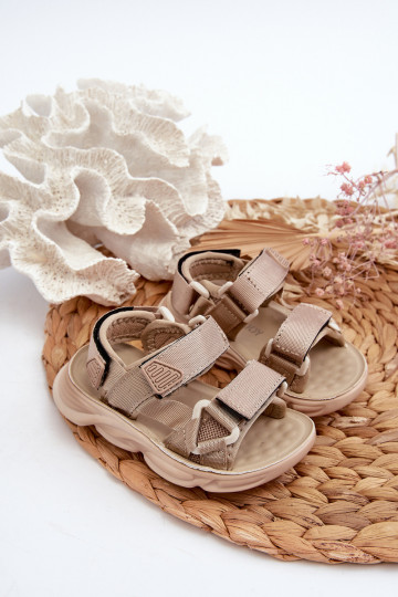 Sandalo da bambino con chiusure adesive beige Orretta