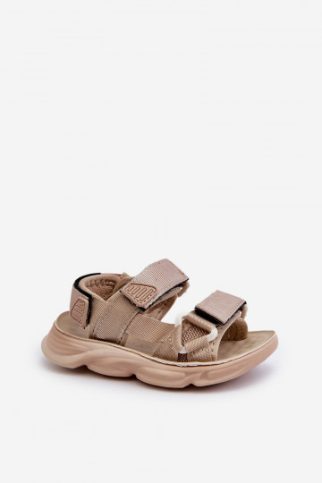 Sandalo da bambino con chiusure adesive beige Orretta 2