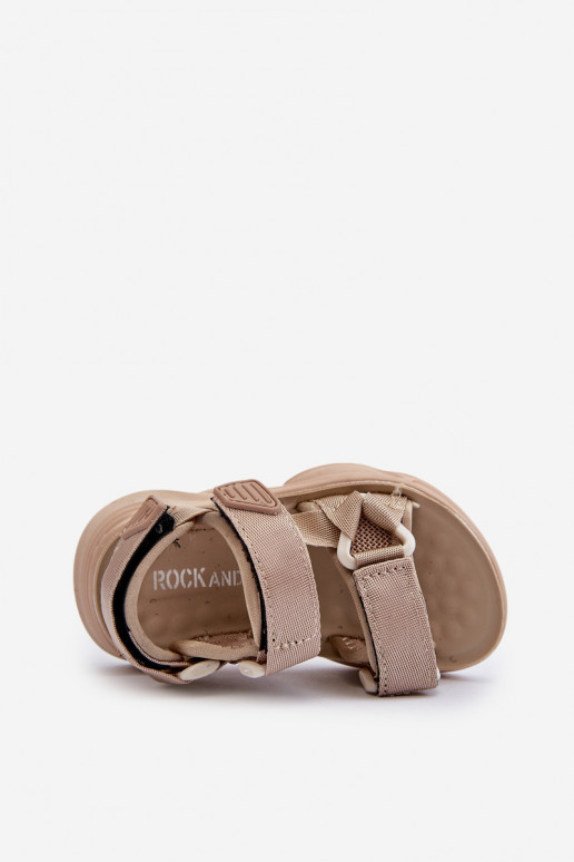 Sandalo da bambino con chiusure adesive beige Orretta