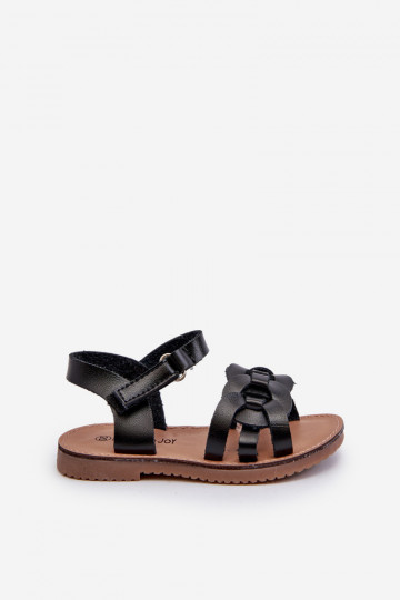 sandali da bambino con chiusure adesive colore nero Venikoria 2