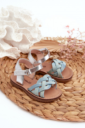 sandali bambini con chiusure adesive Z Przeplatającymi Się Paseczkami colore blu Dianttha