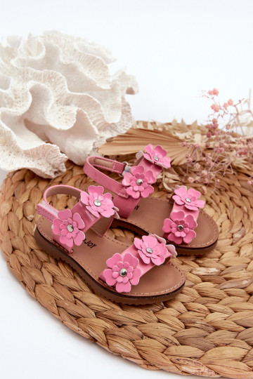 Sandali laccati da bambino Ozdobione con motivi floreali rosa Tinette
