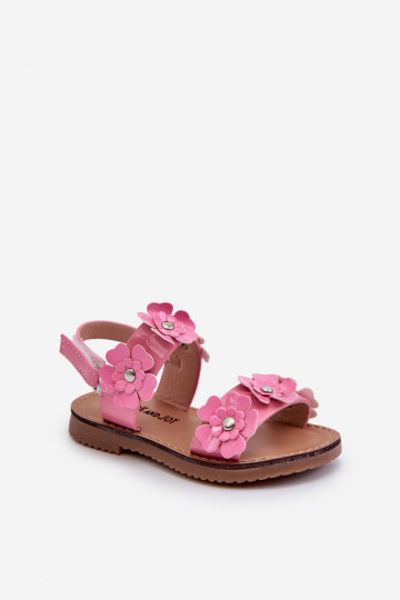 Sandali laccati da bambino Ozdobione con motivi floreali rosa Tinette 2
