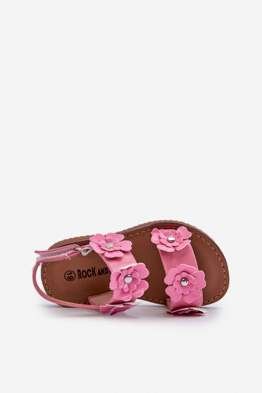 Sandali laccati da bambino Ozdobione con motivi floreali rosa Tinette