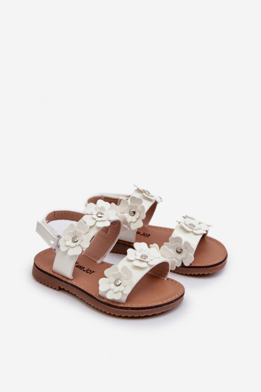 Sandali laccati per bambini Ozdobione con motivi floreali Tinette in bianco