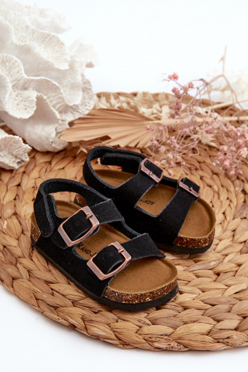 sandali Bambini con plateau con chiusure adesive in colore nero Rorria