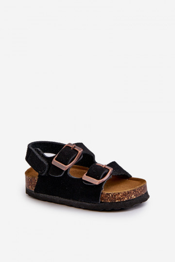 sandali Bambini con plateau con chiusure adesive in colore nero Rorria 2