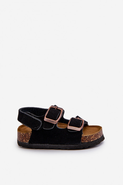 sandali Bambini con plateau con chiusure adesive in colore nero Rorria
