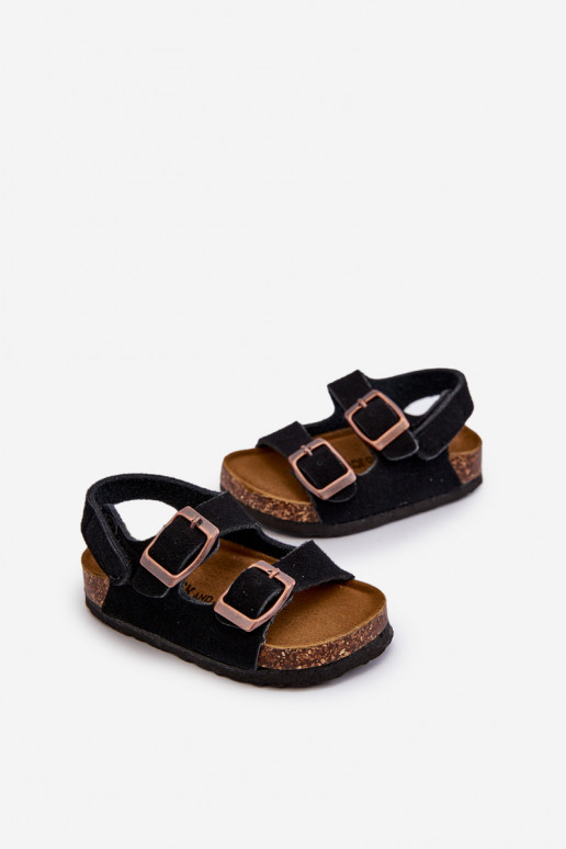 sandali Bambini con plateau con chiusure adesive in colore nero Rorria