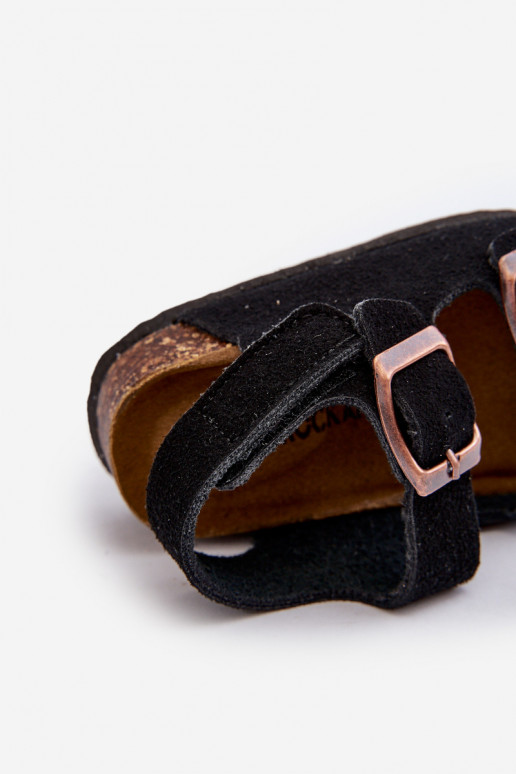 sandali Bambini con plateau con chiusure adesive in colore nero Rorria