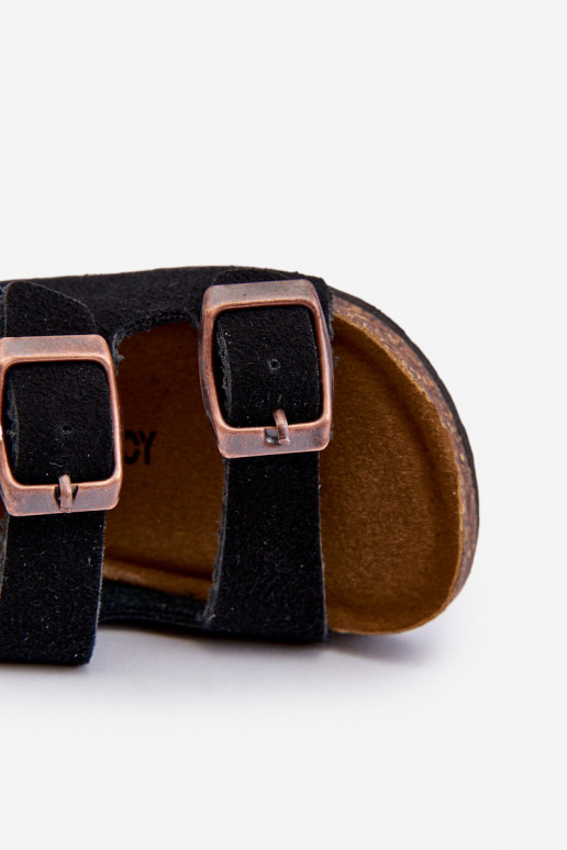 sandali Bambini con plateau con chiusure adesive in colore nero Rorria