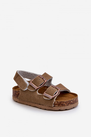 sandali da bambino con plateau con chiusure adesive colore kaki Rorria 2