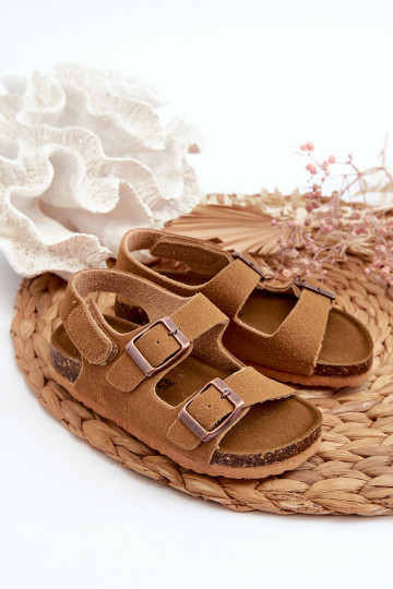 sandali da bambino platform con chiusure adesive colore marrone Rorria