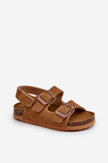 sandali da bambino platform con chiusure adesive colore marrone Rorria 2