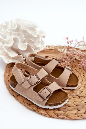 sandalo per bambini con plateau con chiusure adesive beige Rorria
