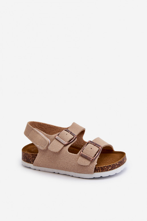 sandalo per bambini con plateau con chiusure adesive beige Rorria