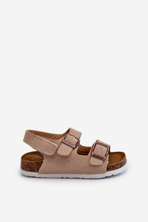 sandalo per bambini con plateau con chiusure adesive beige Rorria