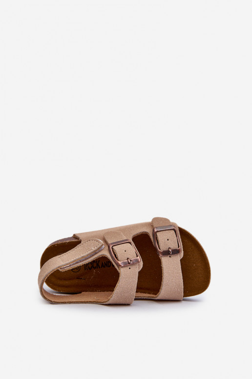 sandalo per bambini con plateau con chiusure adesive beige Rorria