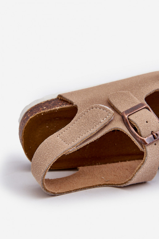 sandalo per bambini con plateau con chiusure adesive beige Rorria
